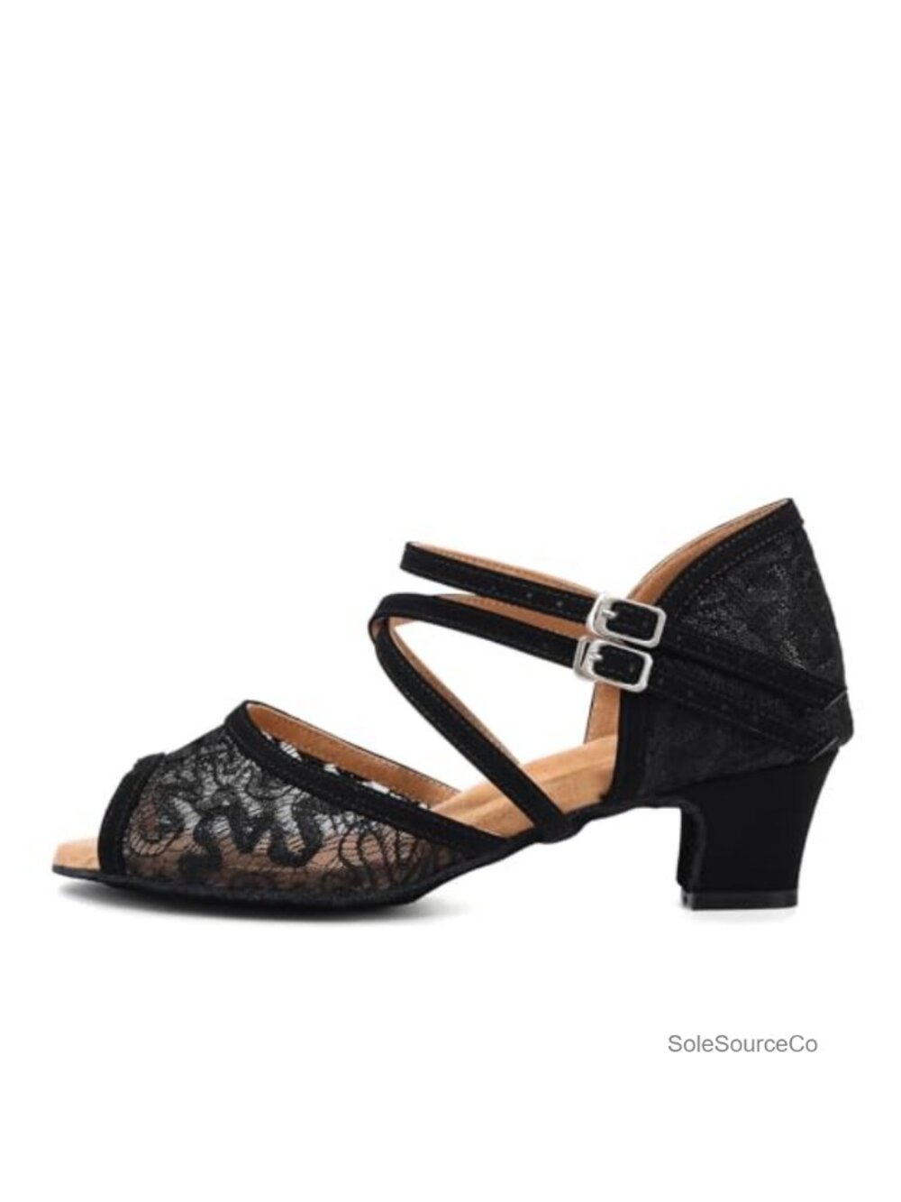 Women's Lace Ballroom Dance Shoes Breathable Mesh Heels